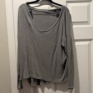 Gray Women's Ribbed Top
